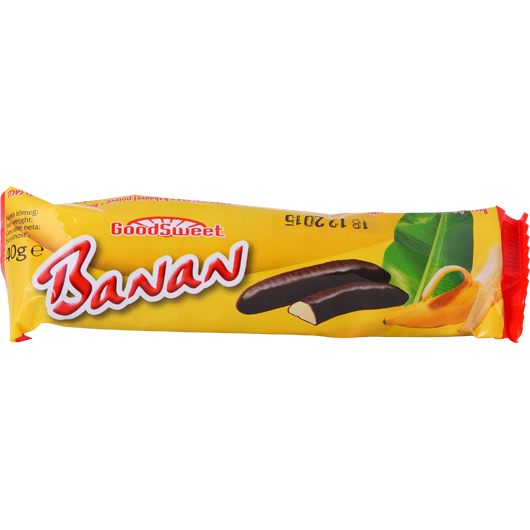 Banán ízű habos zselé kakaós masszába mártva