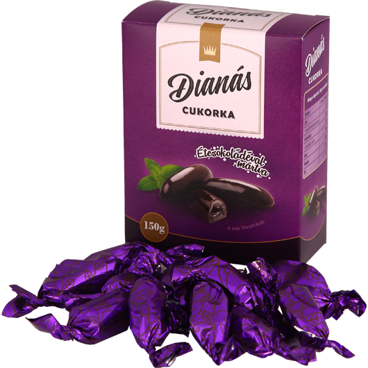  Dianás cukorka étcsokoládéval mártva