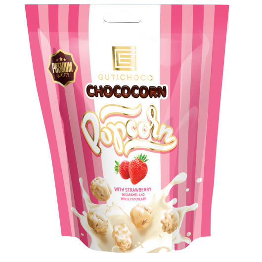 Weißes Schokoladen-Erdbeer-Popcorn