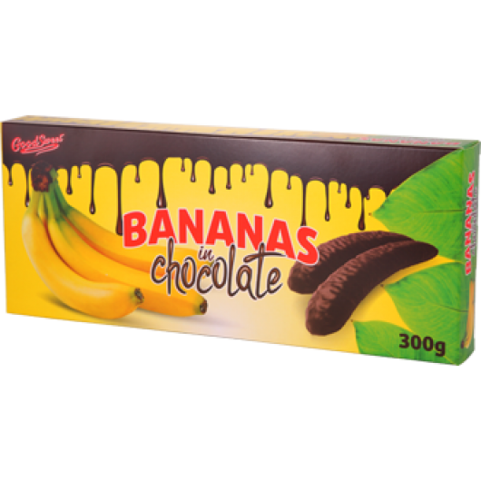 Gelatina di banana montata ricoperta di cioccolato fondente 300g
