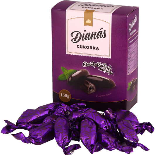 Diana candies dipped in dark chocolate