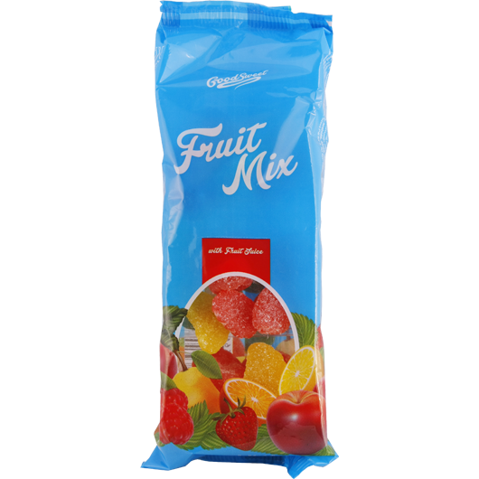 Jelly candies with mixed fruit flavors with 2% apple concentrate