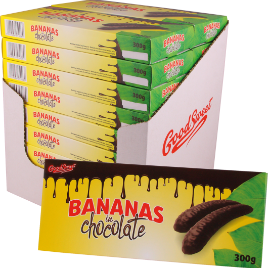 Schaumige Bananenscheiben in Zartbitterschokolade getaucht