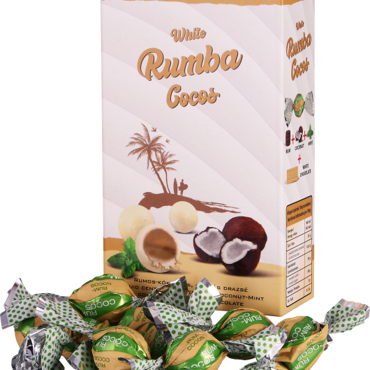 Rumba- Rum mit Kokos-Minz-Dragees mit weißer Schokolade